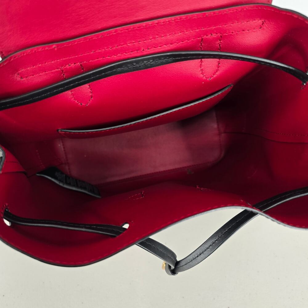 Lauren Ralph Lauren Dryden Flap Black Leather Backpack - Picture 13 of 16